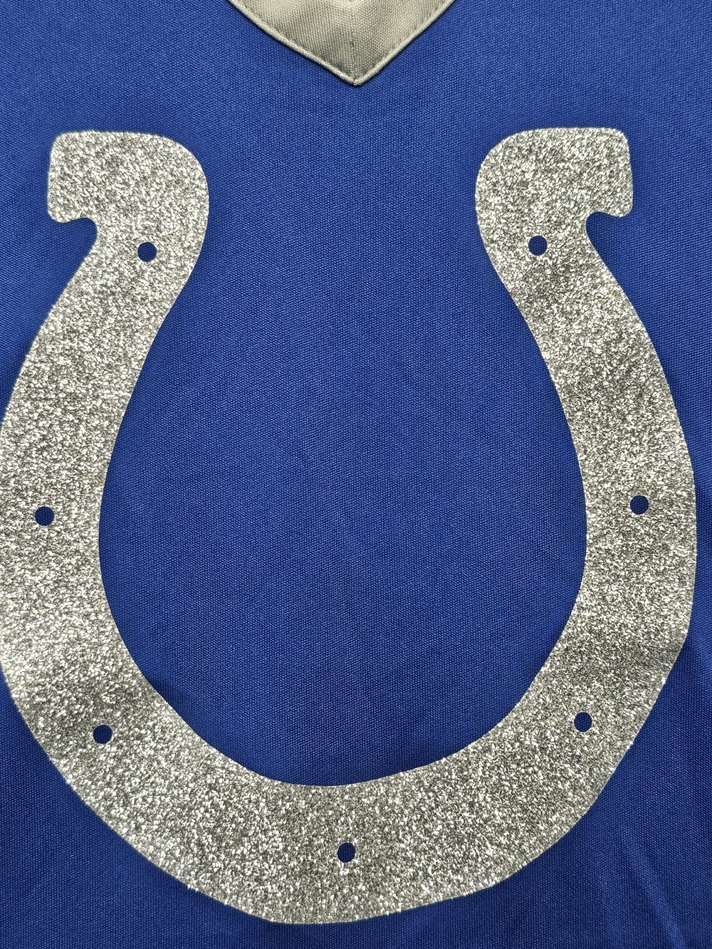 NFL Team Apparel Colts Lace Up Glitter Horseshoe Jersey Top L - Picture 6 of 12